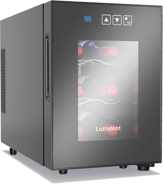 6 Bottles Wine Fridge, Thermoelectric Countertop Wine Cooler Refrigerator, 46-66℉ Digital Temperature Control &Energy Efficient Cooling, 38dB Quiet Mini Fridge for Home, Apartment or Office