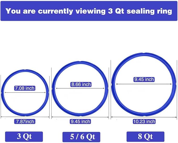 3 Pack Sealing Ring 3 Qt for Instant Pot Sealing Rings for MiNi 3 Qt Insta Pot, With 3 Float Valve Caps, Food-grade Silicone Instantpot 3Qt Sealing Ring, for Instant Pot 3 Qt, Red, Clear and Blue