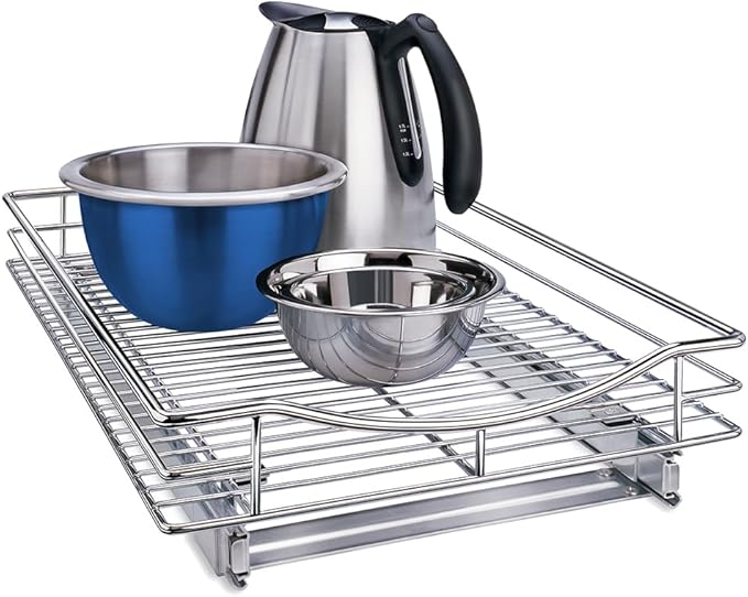 LYNK PROFESSIONAL® Pull Out Cabinet Organizer, 14" x 21" Slide Out Drawers for Kitchen Cabinets - Sliding Pull-Out Pantry Shelves – Home Shelf Organizers - Lifetime Ltd. Warranty, Chrome