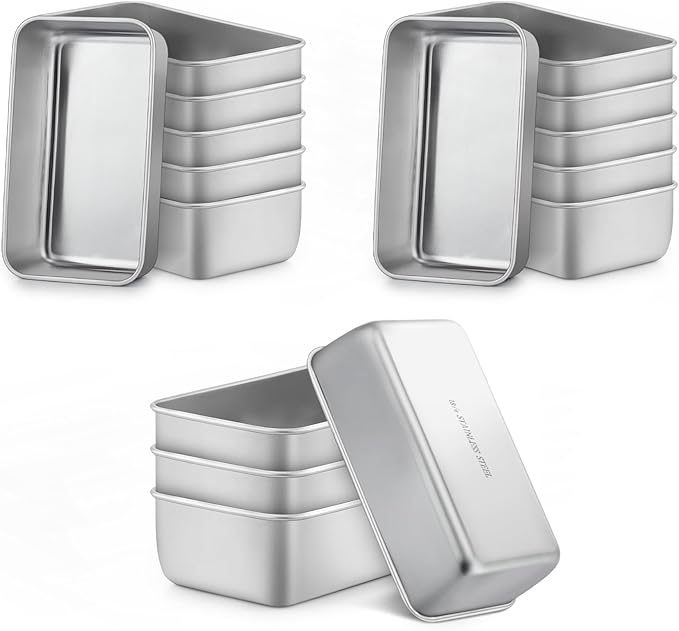 LIANYU 16 Pack Mini Loaf Pan for Baking Bread, 6.3 x 3.5 Inch Stainless Steel Small Bread Tin Loaf Pan for Homemade Meatloaf, Metal Loaf Baking Pan Mold for Banana Sourdough Sandwich, Dishwasher Safe