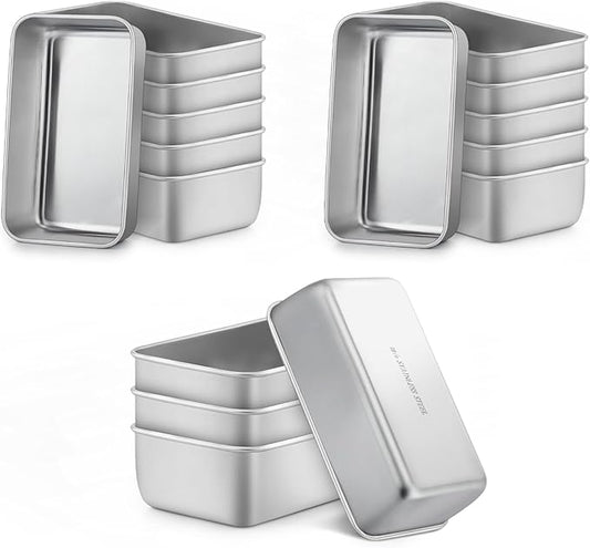 LIANYU 16 Pack Mini Loaf Pan for Baking Bread, 6.3 x 3.5 Inch Stainless Steel Small Bread Tin Loaf Pan for Homemade Meatloaf, Metal Loaf Baking Pan Mold for Banana Sourdough Sandwich, Dishwasher Safe