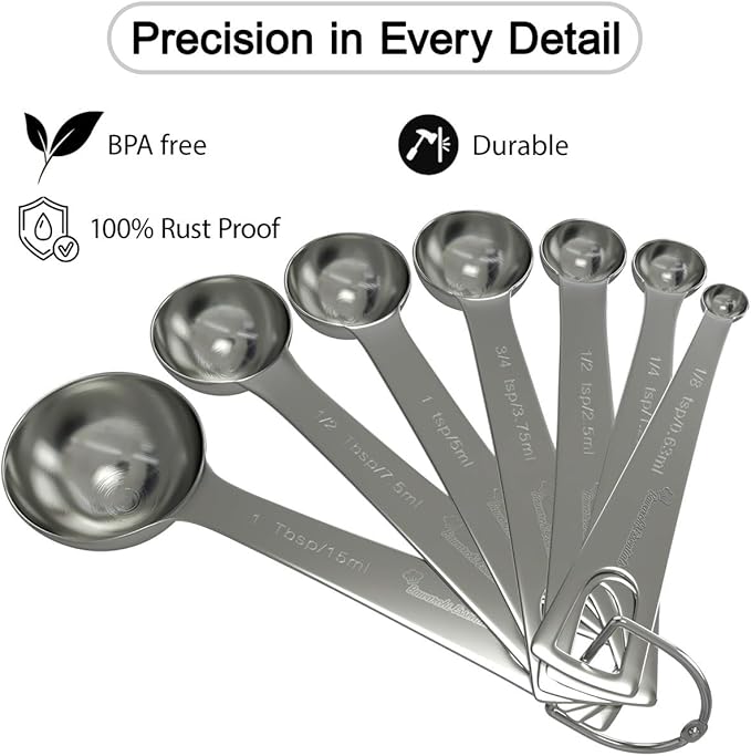 Stainless Steel Measuring Cups Used for Baking, Measuring Spoons and Kitchen Scale, 16-Piece Set, 6 Cups, 6 Spoons, Conversion Chart And Digital Kitchen Scale