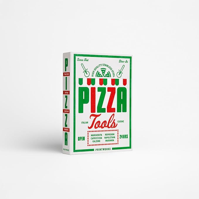 The Essentials, Pizza Tools – Pizza Cutter & Server Spatula Set with All the Accessories You Need in an Elegant Book-Style Case