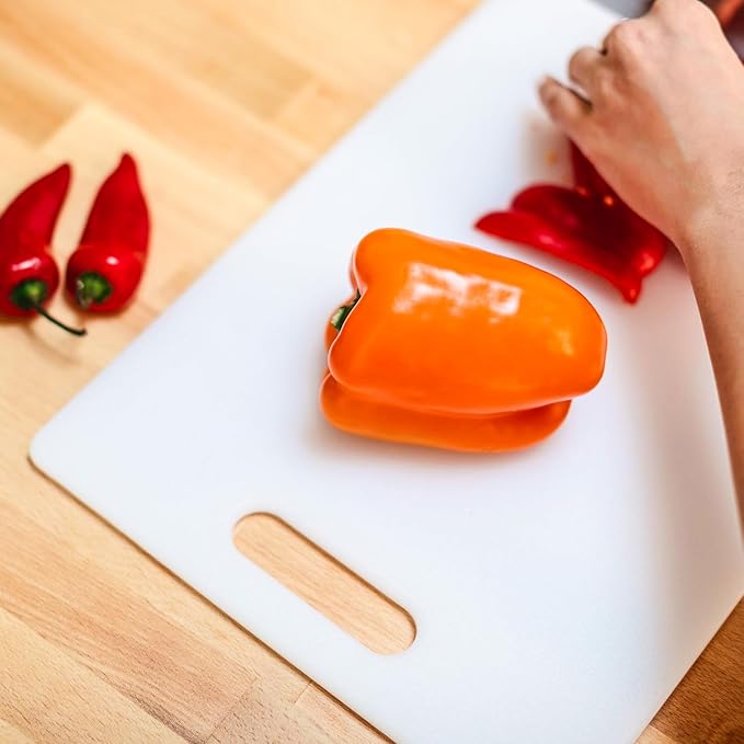 Dexas NSF Polysafe Cutting Board with Handle, 11 by 14.5 inches, White