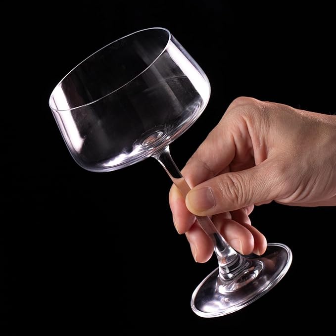 KAMMAK Coupe Glasses Set of 2, 8.9oz Crystal Cocktail Glasses, Classic Cocktail Glassware for Espresso Martini, Margarita, Manhattan, Modern Bar Drinkware for Party, Beach, Anniversary