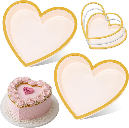 Metal Reinforced Frame Silicone Heart Shaped Cake Pans - 10 Inch, Nonstick Molds for Cake Pan, Reusable and Easy to Release, Food Grade Silicone for Oven, Dishwasher, Freezer (2 Pack)