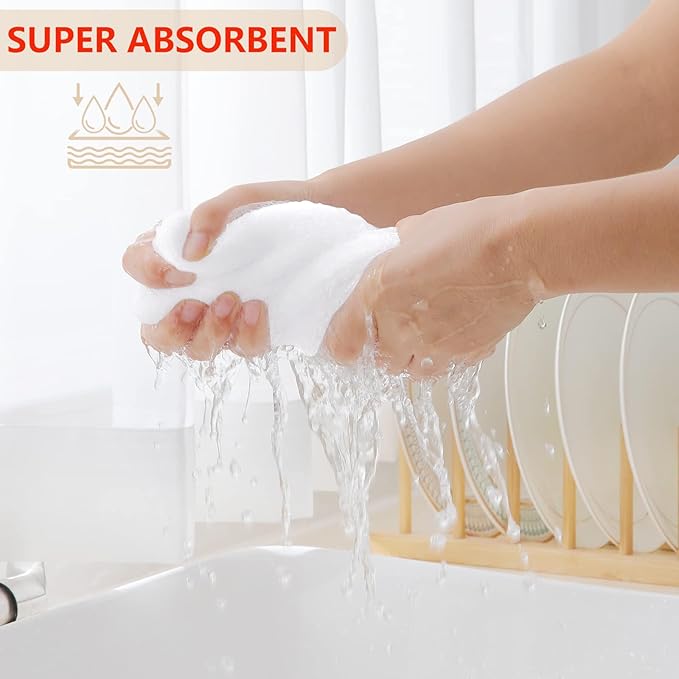 Homaxy 100% Cotton Waffle Weave Kitchen Dish Cloths, Ultra Soft Absorbent Quick Drying Dish Towels, 12 x 12 Inches, 12-Pack, White