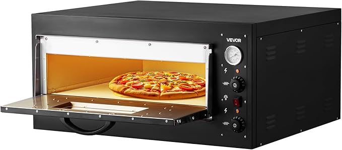 VEVOR Pizza Oven Electric, 24" Commercial Countertop Pizza Oven, 842°F Max Temp, 4200W Indoor Pizza Maker with Thermometer, Dual Temp Control Knob, Even Heat Pizza Cooker for Restaurant and Home Use