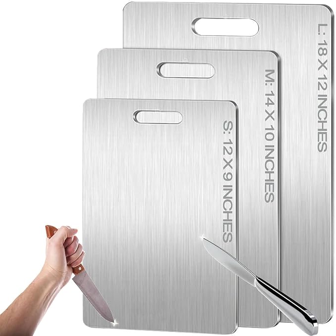 Titanium Cutting Board - 100% Pure Titanium Cutting Boards for Kitchen - Cutting Edge Hygiene & Durability, Cutting Boards for Home Kitchen Cooking (14 inch x 10 inch)