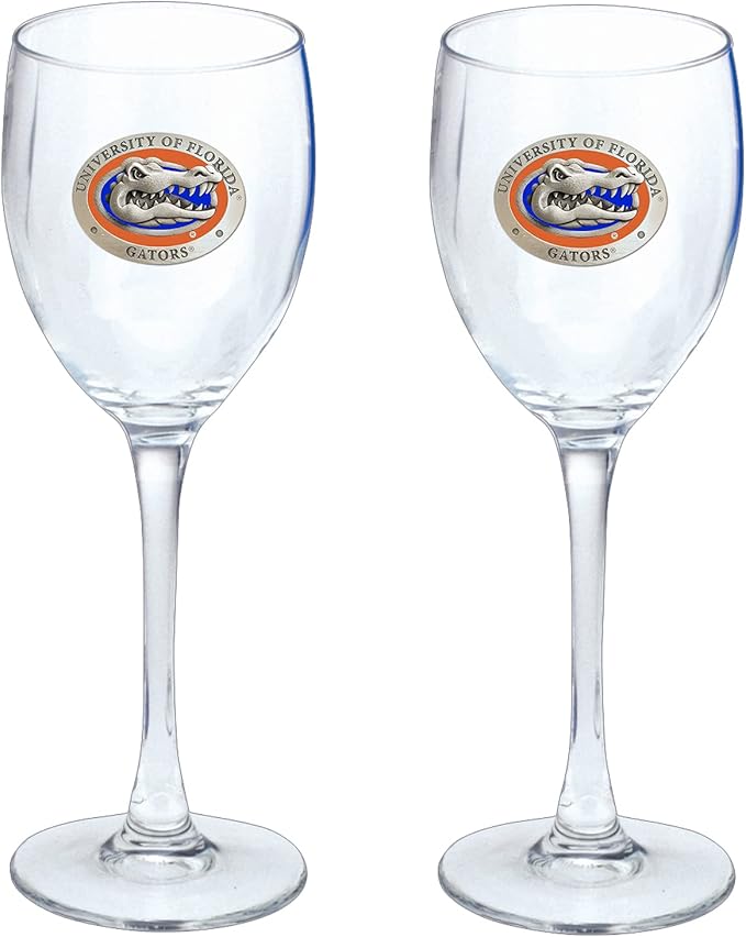 Heritage Pewter University of Florida Glass Goblets – Set of 2 | 12 OZ Goblet Wine Glasses | Expertly Crafted Pewter Glass