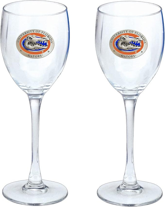 Heritage Pewter University of Florida Glass Goblets – Set of 2 | 12 OZ Goblet Wine Glasses | Expertly Crafted Pewter Glass