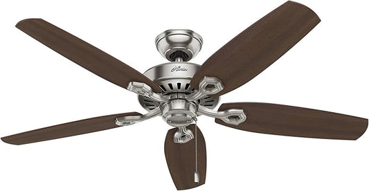 Hunter Fan Company 53241 Builder Elite Hunter Fan Indoor Ceiling Fan with Pull Chain Control, 52", Brushed Nickel Finish