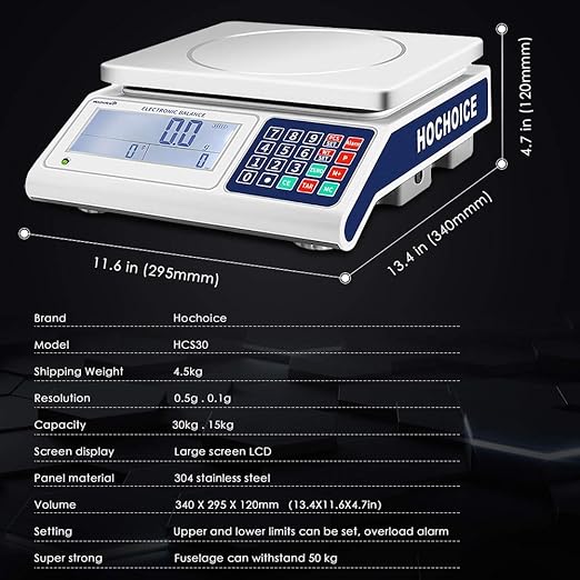 Counting Gram Industrial Scale Parts and Coin Weighing Scale 0.1g Precision Digital Electronic Scale 33lb x 0.00022lb 15kg x 0.1g with RS232 Port