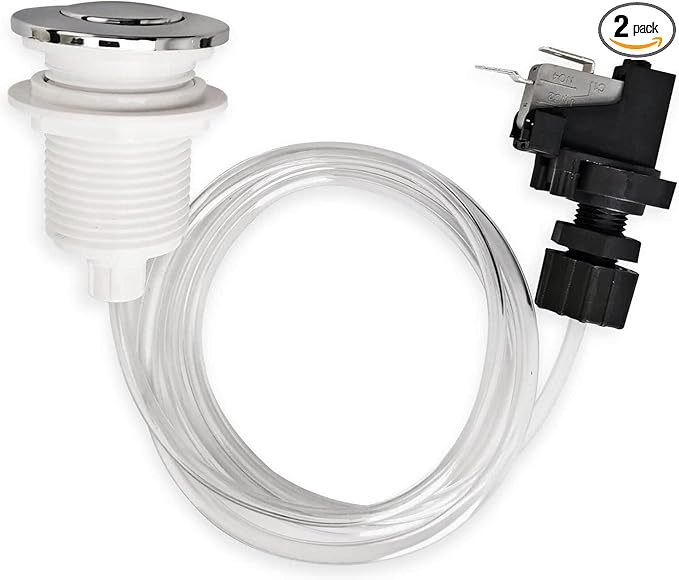 Garbage Disposer Air Switch Kit for Spa, Bathtub, Hot Tub, Swimming Pool - Evolution Food Waste Activated Button (2 Sets)