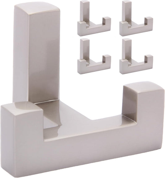 5 Pack Heavy Duty Coat Hook Wall Mount with Screw Retro Double Coat Hook Utility Hook for Coats, Scarves, Bags, Towels, Keys, Hats, Mugs (Dark Sliver)