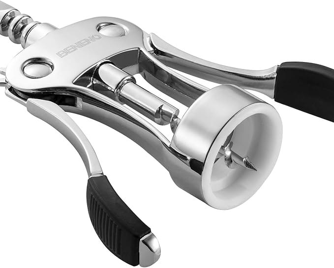Beneno Wine Opener, Zinc Alloy Premium Wing Corkscrew with Multifunctional Bottles Opener, Sharp Wine Corkscrew with Ergonomic Non-Slip Wing Handle, Upgrade