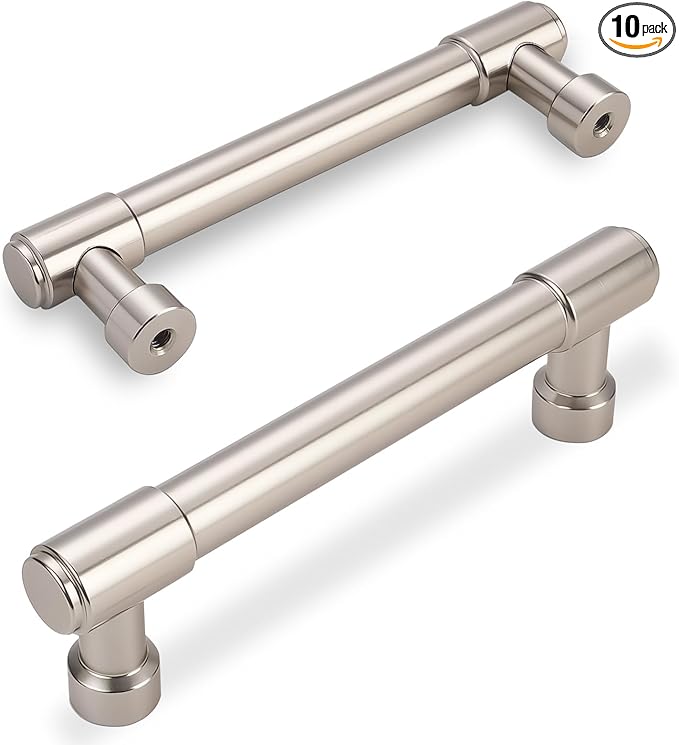 10 Pack Brushed Satin Nickel Cabinet Pulls 3.75 Inch(96mm) Hole Centers Kitchen Cabinet Handles Drawer Pulls