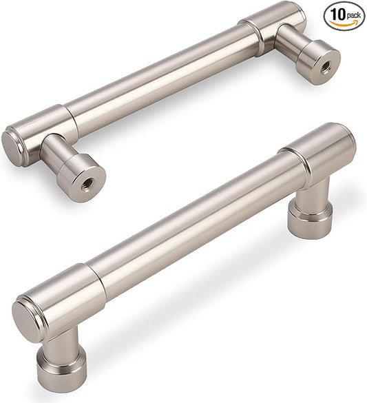 10 Pack Brushed Satin Nickel Cabinet Pulls 3.75 Inch(96mm) Hole Centers Kitchen Cabinet Handles Drawer Pulls