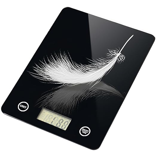 Digital Kitchen Scale, Food Scale with Tempered Glass, Grams and Ounces, 1g High Accuracy for Baking, Cooking, Food (Black Glass)