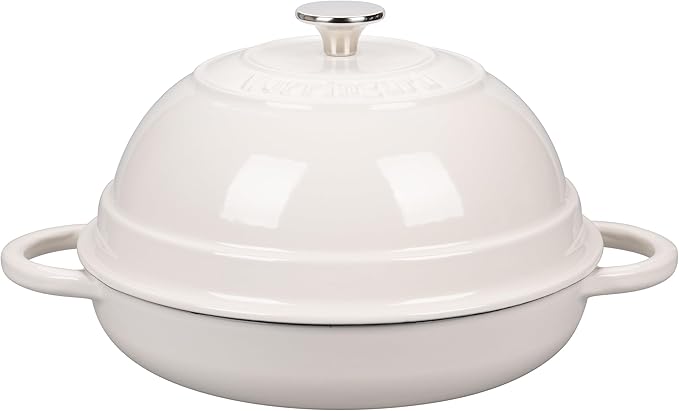Cast Iron Enameled Dutch Oven Pot with Lid for Bread Baking, Bread Oven, 6 Quart, White