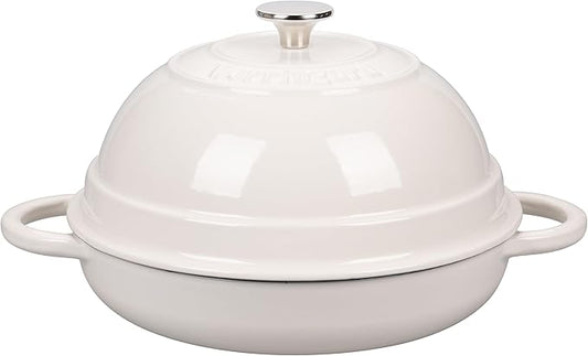 Cast Iron Enameled Dutch Oven Pot with Lid for Bread Baking, Bread Oven, 6 Quart, White