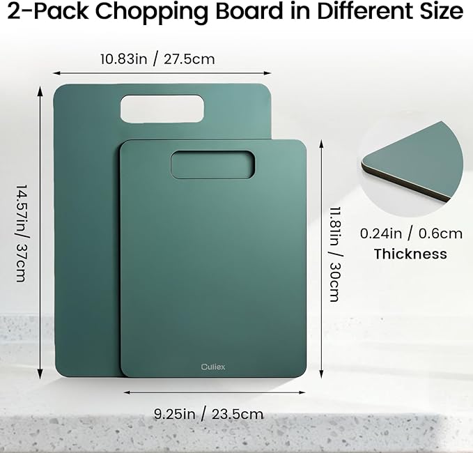 Wood Fiber Cutting Board 2-Pack, Composite Chopping Boards for Kitchen, Dishwasher Safe, Non-Toxic, High Density, Knife Friendly, BPA Free, Non-Slip Feet for Cutting Meat, Vegetables, Fruits