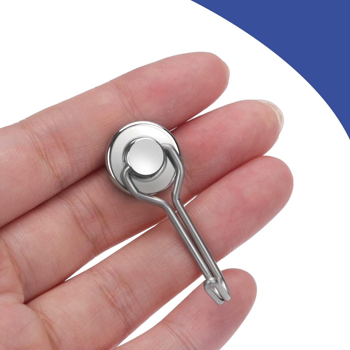 E BAVITE Swivel Swing Magnetic Hooks, Strong Neodymium Rare Earth Magnet Hook Perfect for Refrigerator and Other Magnets Surfaces, Pack of 3,Silver