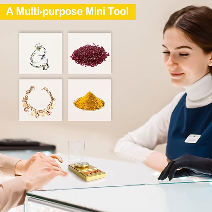 Milligram Scale 50g/0.001g,Portable Jewelry Scale with Cal Weight,LCD Backlit, Tare, High Precision Mini Carat Gram Scale for Powder Medicine,Jewelry,Gem,Reloading,Professional Smart Mg Scale