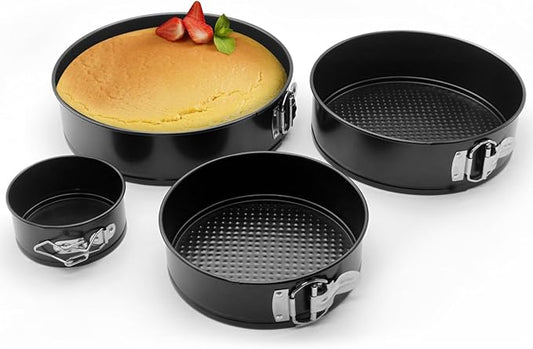 Cake Pan Set for Baking, Non-Stick Springform Pans Set of 4 (4, 7, 9 10 inch), Round Cake Pans,Cheesecake Pan, Leak-Proof Cake Pans with Removable Bottom-Black