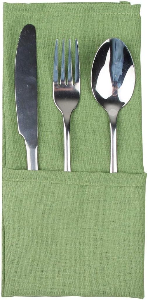 Soft Color Linen Blended Thin Dinner Cloth Napkins - Set of 12 (40 x 40 cm) - for Christmas Events & Home Use (Lime Green)