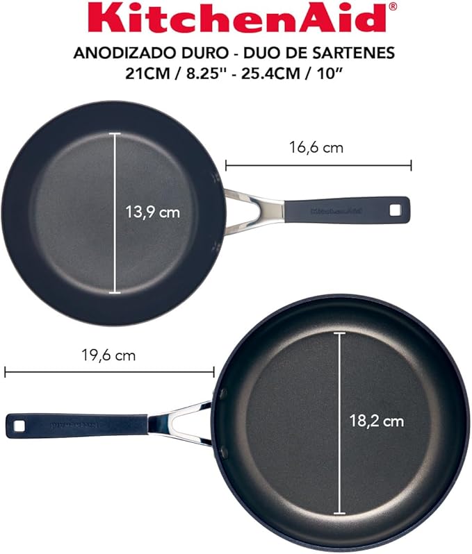 KitchenAid 84803 Hard Anodized Nonstick Frying Pans/Skillet Set, 8.25 Inch and 10 Inch - Onyx Black