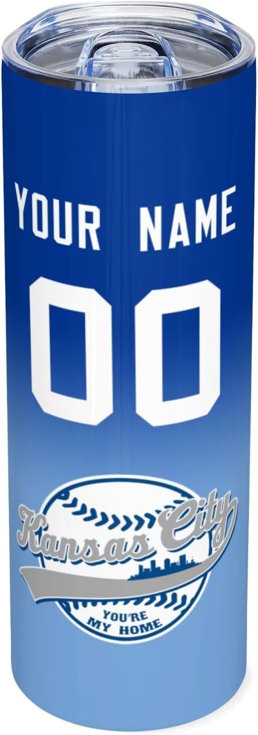 Custom Tumbler Stainless Steel Cup Personalized Baseball Vacuum Insulation Travel Mug Add Your Name Number Fans Gift for Baseball Fans