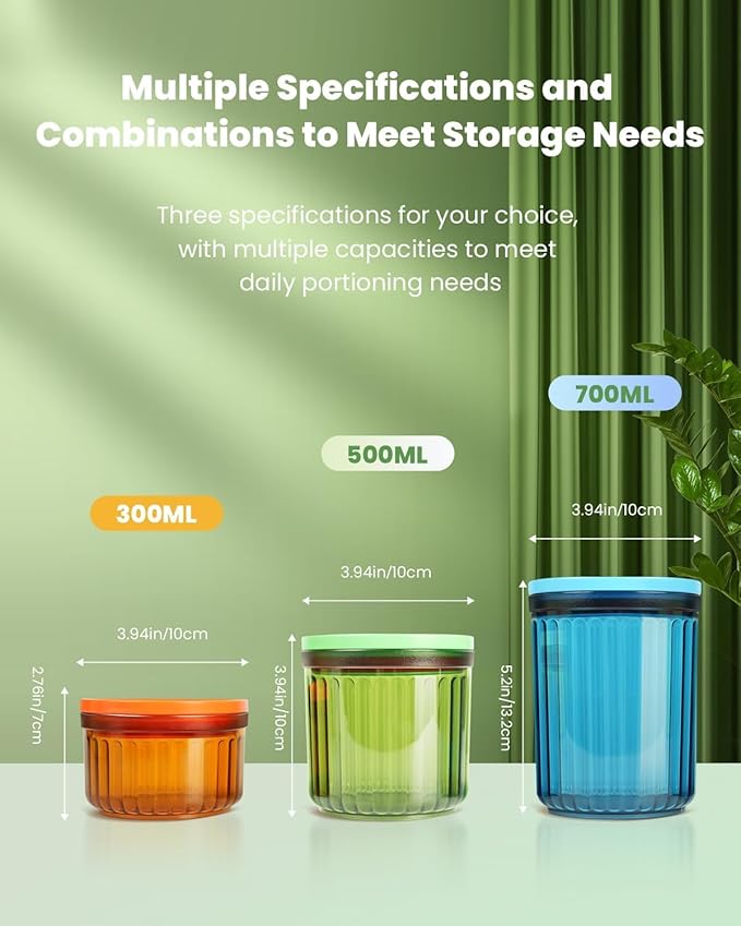 6Pcs Pop Airtight Food Storage Containers Set with Lids, BPA-Free Stackable Kitchen Pantry Organization, One-handed Opening Airtight Containers for Candy, Snack, Sugar, Cereal (0.3, 0.5, 0.7qt)*2