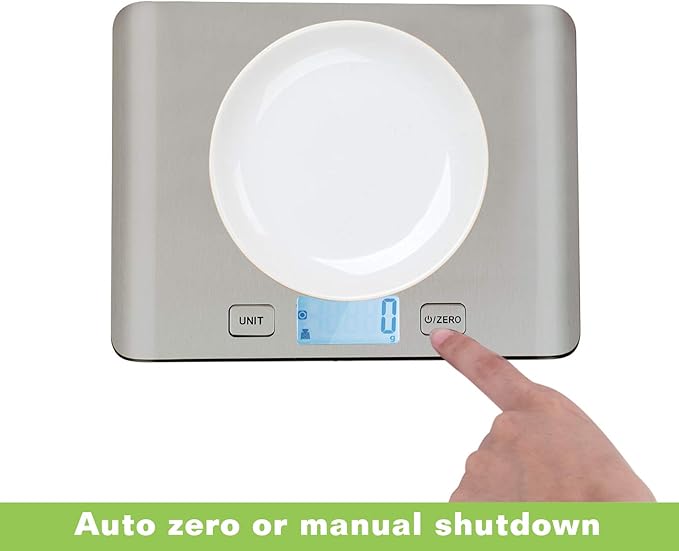 Food Kitchen Scale, Digital Grams and Oz for Cooking, Baking, and Weight Loss, Multifunction Food Meat Scale with LCD Display（Stainless Steel）