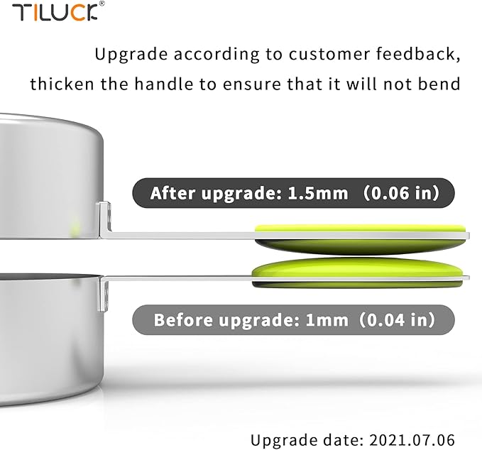TILUCK measuring cups and magnetic measuring spoons set, stainless steel measuring cups, 6 double-sided stainless steel measuring spoons & 1 leveler (5+7)