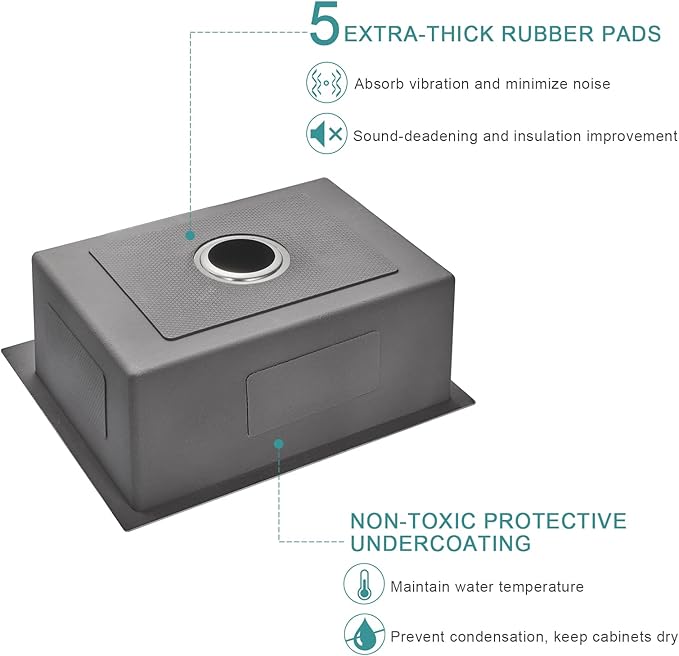 24x18 inch Drop in Kitchen Sink - Top mount Bar Sink Single Bowl, 9 inch Deep Stainless Steel Rv Sinks Handmade with Strainer