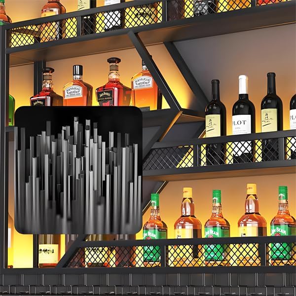 94.48in Metal Wine Rack Wall Mounted, Modern Wine Storage Rack Wall Mounted with Wine Glass Holder, Liquor Shelf, Bar Shelves for Liquor Bottles (3TIERS Gold, 94.48 * 7.87 * 33.85INCH)