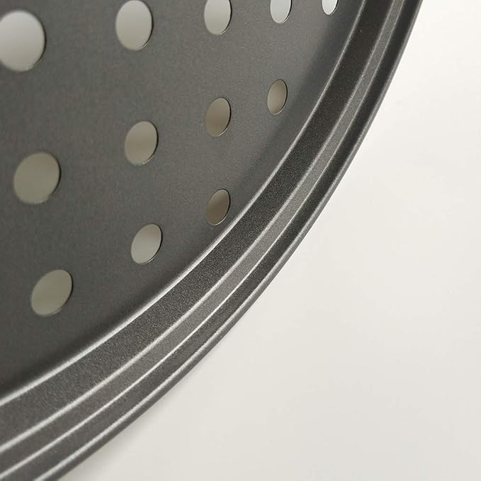 Non stick round pizza pan with holes for oven best perforated carbon steel pizza tray (10 inch)