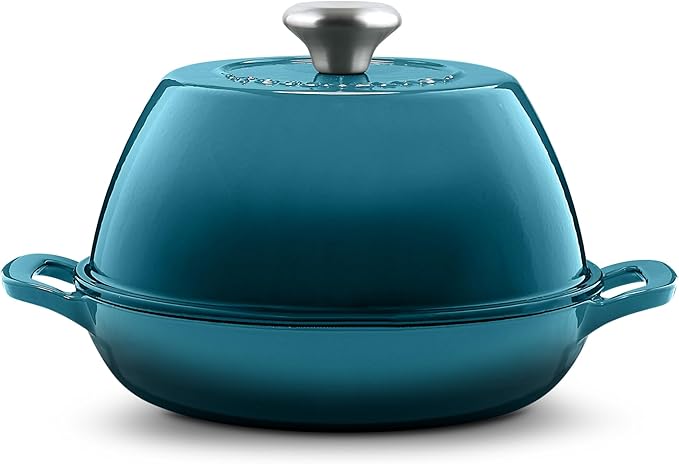 Signature Enameled Cast Iron Sourdough Bread Oven | Non-Stick with Tight Fitting Lid for Perfect Baking and Bread Making | 6QT Round Oven With Lid [Ocean Blue]
