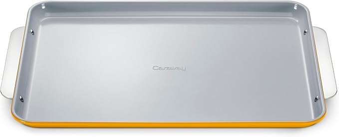 Caraway Non-Stick Ceramic Baking Sheet - Naturally Slick Ceramic Coating - Non-Toxic, PTFE & PFOA Free - Perfect for Baking, Roasting, and More - Large (18" x 13") - Marigold