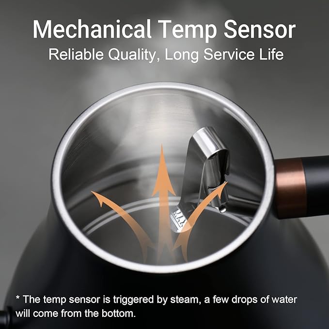 Mecity Electric Kettle Gooseneck Water Kettle Stainless Steel Tea Kettle Water Boiler Fast Heating, Auto Shut Off, 27 fl oz, 1000W, Matte Black