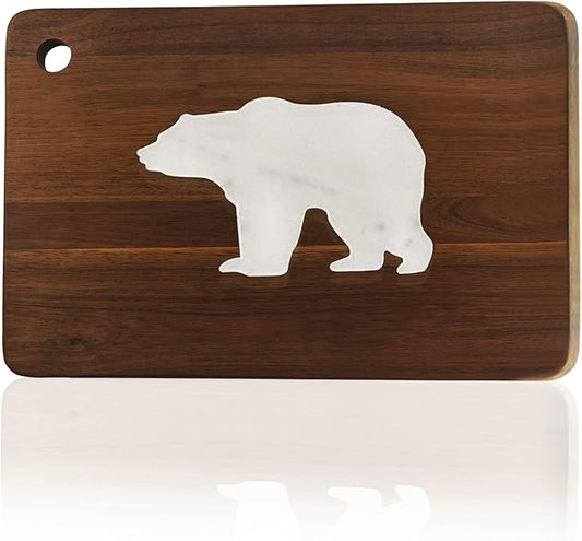 Acacia Wood Cutting Boards with Marble Cheese Board Large Charcuterie Boards Serving Boards for Steak Fruits 16.5x11 inches Housewarming Gifts