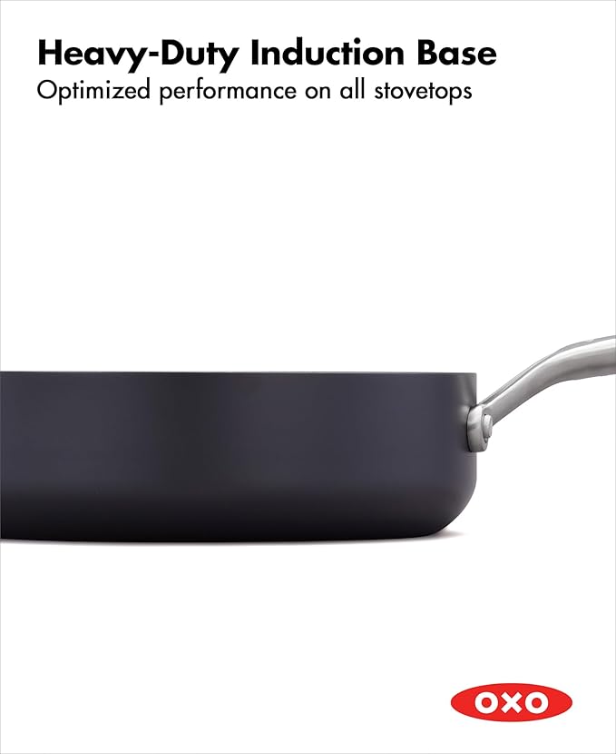 OXO Professional 10 Piece Cookware Pots and Pans Set, Hard Anodized Ceramic Nonstick PFAS-Free,Stainless Steel Handles,Induction,Skillets,Saute,Diamond Reinforced Coating,Dishwasher & Oven Safe,Black