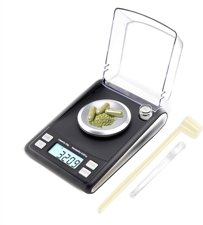 Fuzion Milligram Scale 50/0.001g, Mg Scale with 20g Cal Weight, Micro Scale, Powder Scale for Reloading