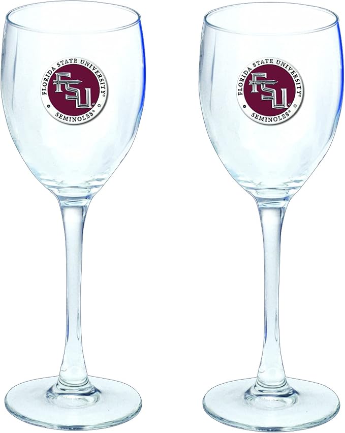 Heritage Pewter Florida State Seminoles Glass Goblets – Set of 2 | 12 OZ Goblet Wine Glasses | Expertly Crafted Pewter Glass