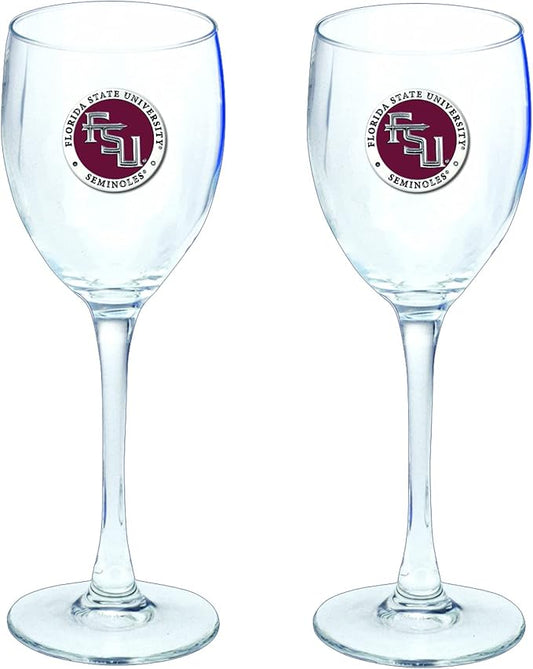Heritage Pewter Florida State Seminoles Glass Goblets – Set of 2 | 12 OZ Goblet Wine Glasses | Expertly Crafted Pewter Glass