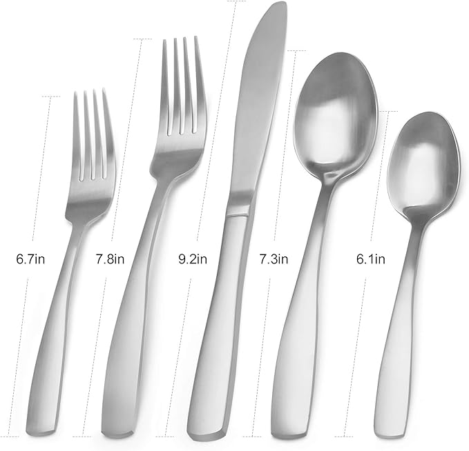 Matte Silverware Set, Bysta 20-Piece Stainless Steel Flatware Set, Kitchen Utensil Set Service for 4, Tableware Cutlery Set for Home and Restaurant, Satin Finish, Dishwasher Safe