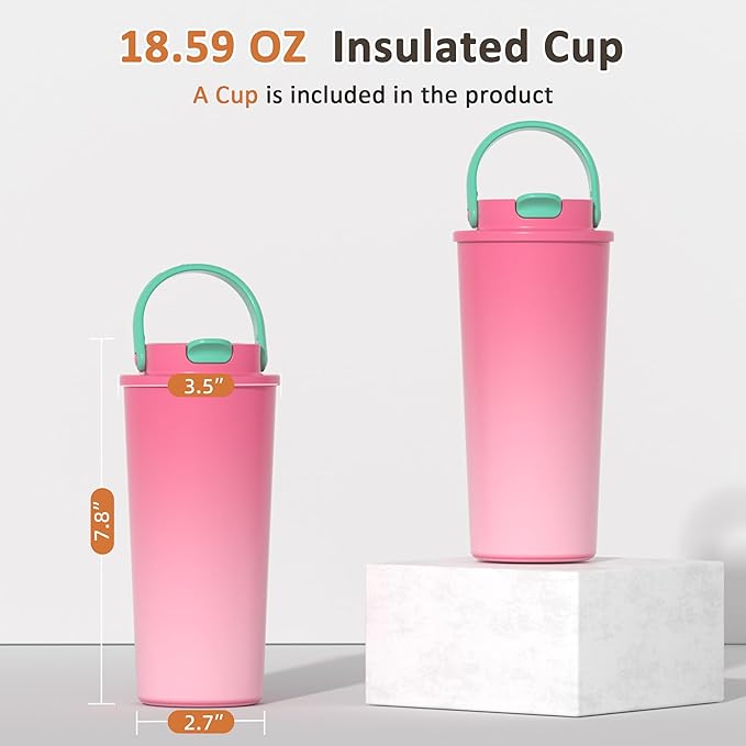 Slushie Machine, Slushy for Home No Ice Need, Soft Serve Ice Cream Maker & Margarita Machine, Auto-Cleaning, 6 Presets for Milkshakes, Frappés, Frozen Drink and More, Blue, 1 Insulated Cup