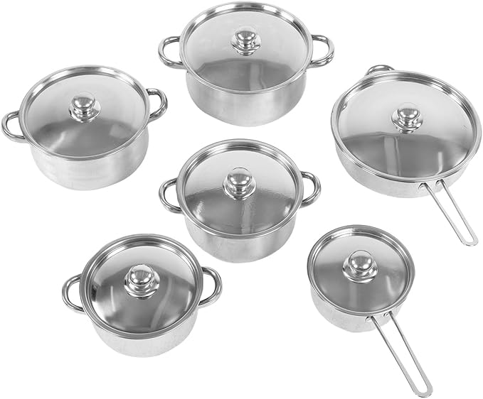 JTLB Stainless Steel Cookware Set Induction Kitchen Cooking Skillet Set with Frying Pan Soup Pot Milk Pot