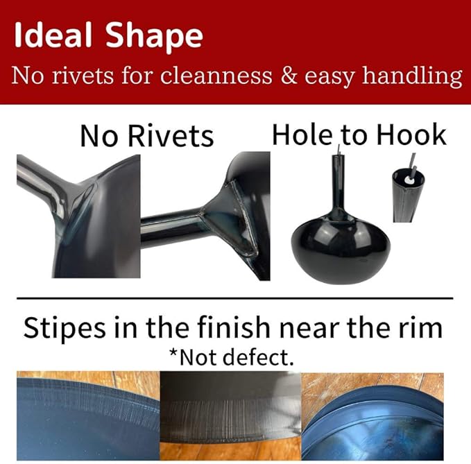 [Made in Japan] KOTE2 Light Weight Carbon Steel Wok 14 1/4" 2.73lb(30% less) Gas Fire Round Bottom Carbon Steel Handle No Rivets